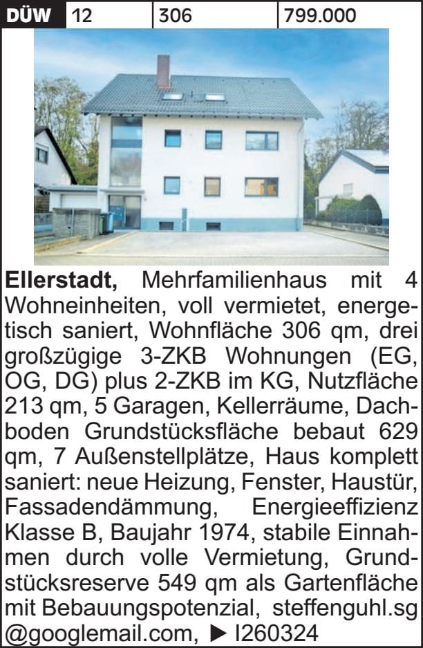 Immobilie in Ellerstadt - MFH mit 4 WEs energetisch voll saniert - Bild 1
