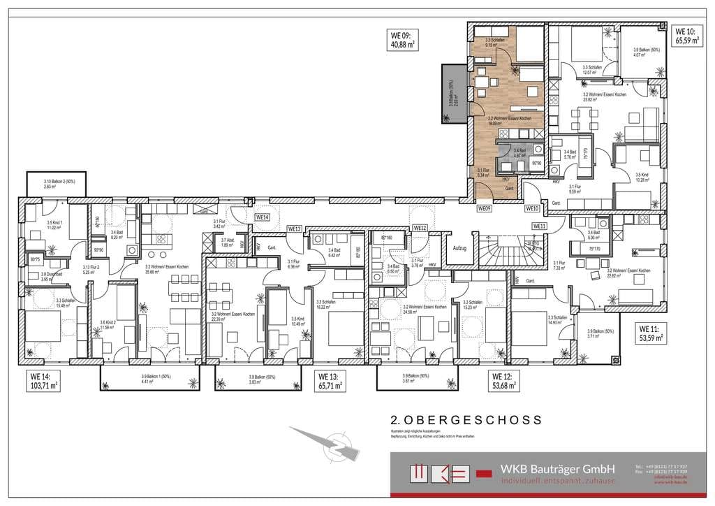 Immobilie in Ottobrunn - Obergeschosswohnung Nr. 9 / 1,5-Zimmer, mit Balkon - Bild 1
