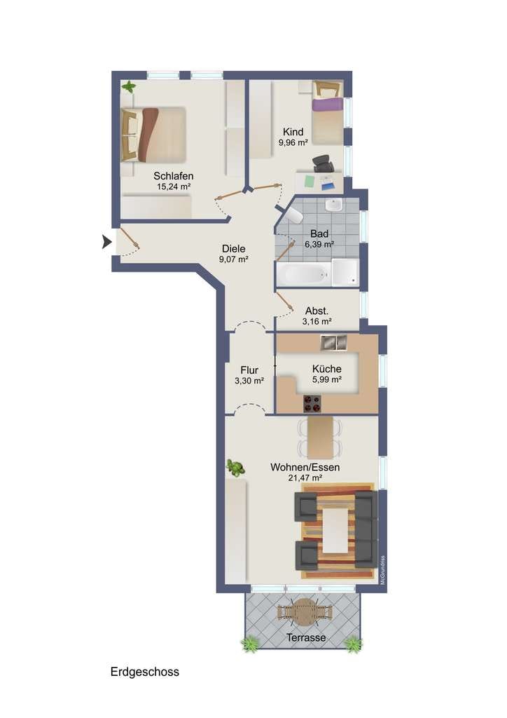 Immobilie in Neustadt an der Aisch - 3 Zimmer Eigentumswohnung mit Blick ins Grüne - Bild 4