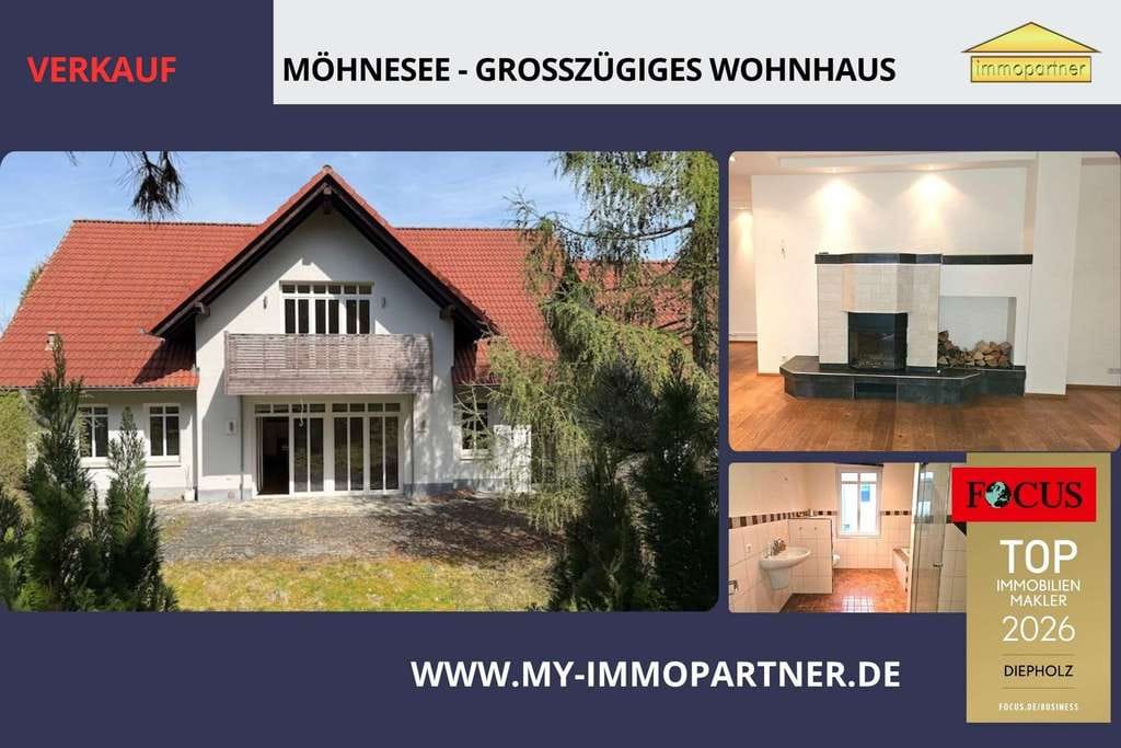 Immobilie in Möhnesee - Großzügig wohnen, wo andere Urlaub machen: Exklusives Raumwunder mit Kamin am Möhnesee! - Bild 0
