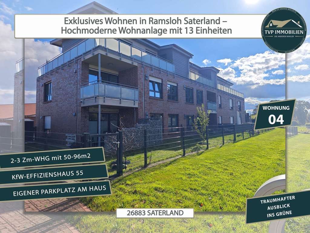 Immobilie in Saterland - 🏡 Kapitalanlage o. Eigenheim? Exklusive 2 Zi.-Whg. in moderner Wohnanlage + Top-Ausstattung (WH 04) - Bild 0