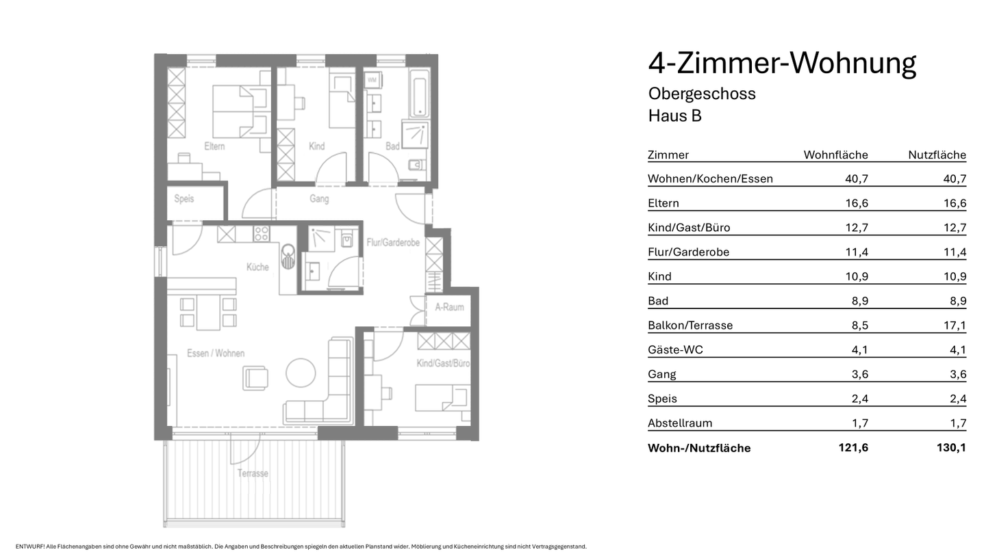 Immobilie in Tüßling - KfW 40 QNG-Standard | Neubau | 4-Zimmer-Wohnung (Typ B) | 5% degressiv + 5% lineare Abschreibung* - Bild 3