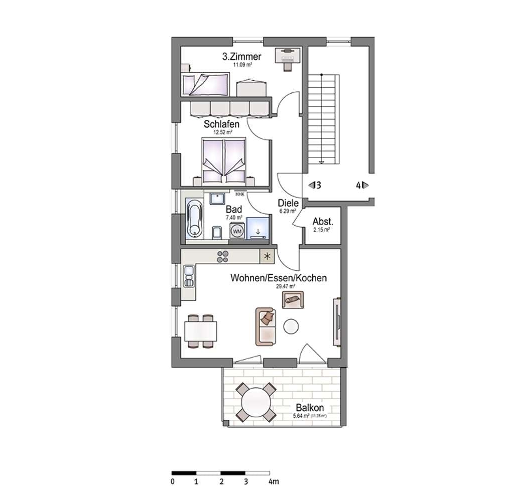 Immobilie in Weil - Attraktive 3-Zimmer Wohnung mit Balkon in Weil (1. OG) - Bild 0