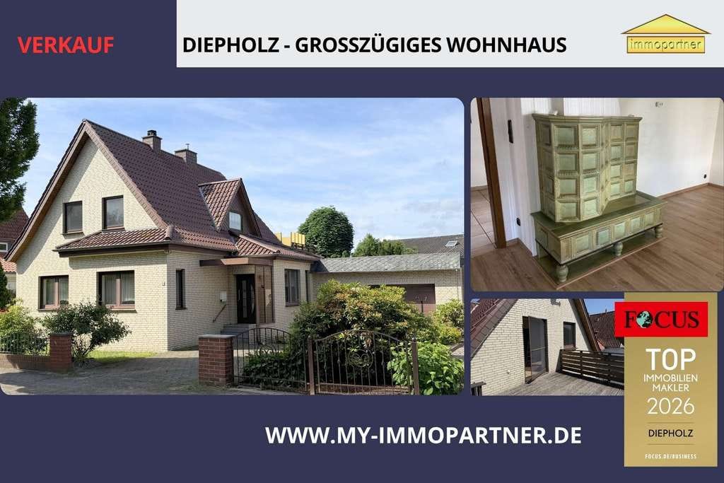 Immobilie in Diepholz - Zentrales EFH in Diepholz • 118 m² Wohnfläche • 4 Zi. • Kachelofen • 598 m² Eigentumsgrundstück - Bild 1