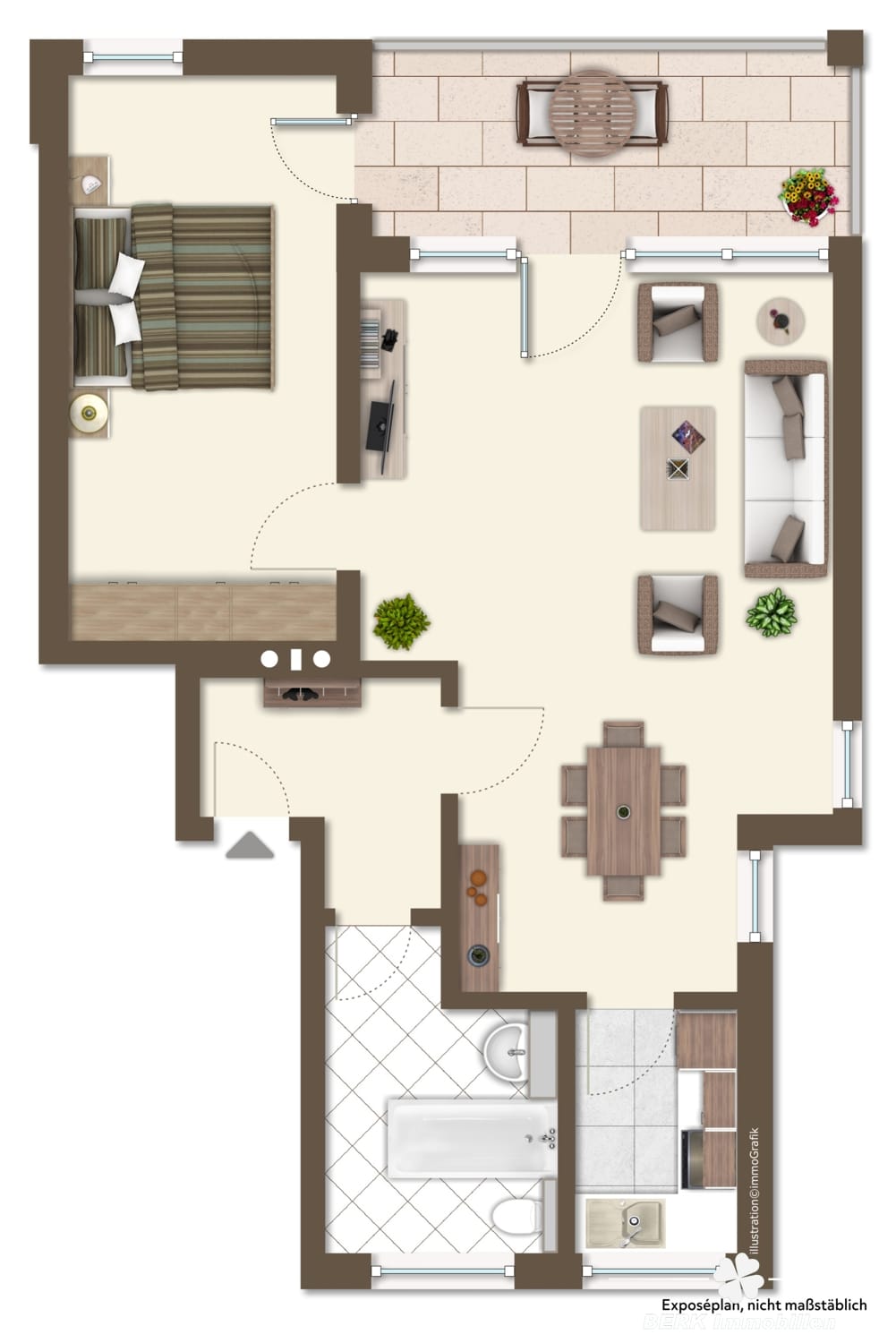Immobilie in Stockstadt am Main - BERK Immobilien - Gepflegte 2-Zimmer-ETW in toller Lage mit EBK, großem Balkon & PKW-Stellplatz - Bild 4