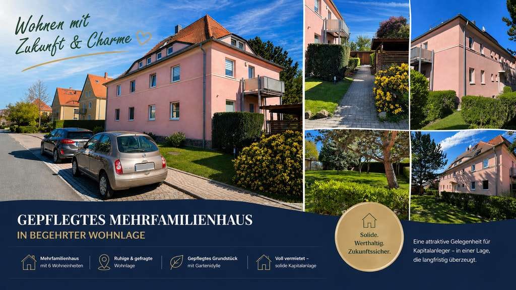 Immobilie in Neukieritzsch - Vollvermietetes Mehrfamilienhaus in ruhiger Lage – solide Kapitalanlage nahe Leipziger Neuseenland - Bild 1