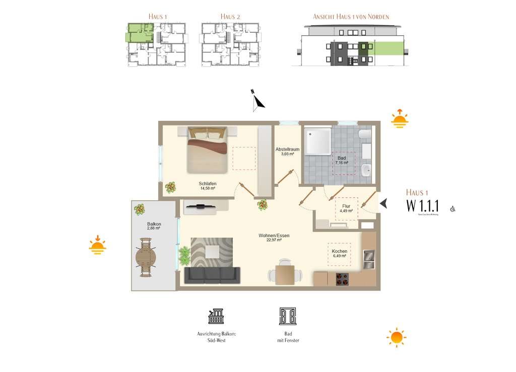 Immobilie in Rieden - Traumhafte 2-Zimmer-Neubauwohnung in Rieden-Zellerberg / W1.1.1 - Bild 4