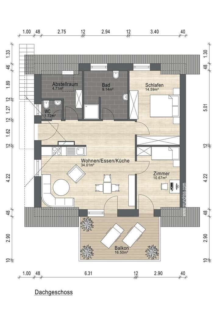 Immobilie in Schwesing - Moderne Neubau-Obergeschosswohnung mit Balkon, KfW-40-Standard in Schwesing - Bild 2