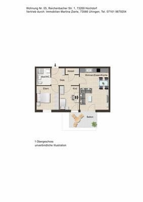 Immobilie in Hochdorf - Neubauprojekt in Hochdorf, 3- Zi.-Whg., OG, Balkon, KfW55, Aufzug, Tiefgarage! - Bild 0