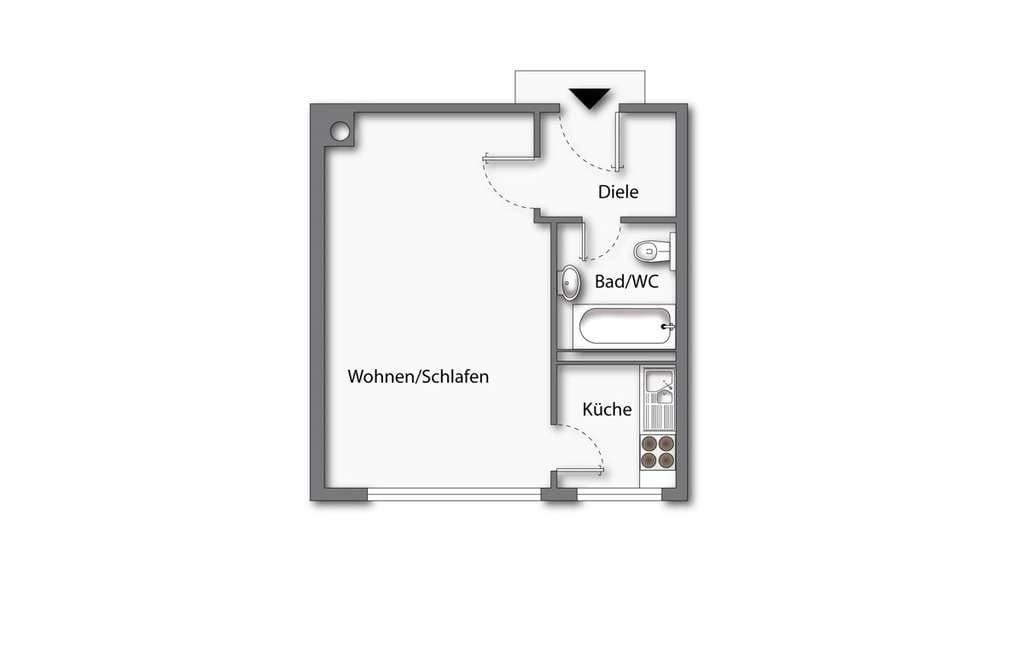Immobilie in Bad Reichenhall - 1-Zimmer-Wohnung im 5. Obergeschoß mit Lift - Bild 0