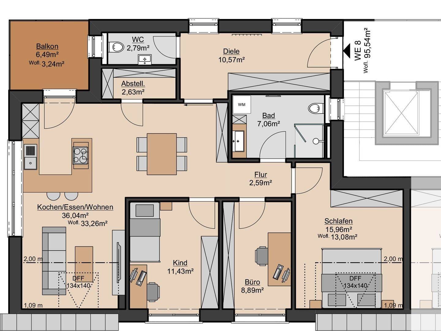 Immobilie in Laufach - Neubau! 3-Zimmerwohnung mit Balkon, PV-Anlage, Gemeinschaftsgarten und überdachtem Abstellplatz. - Bild 3