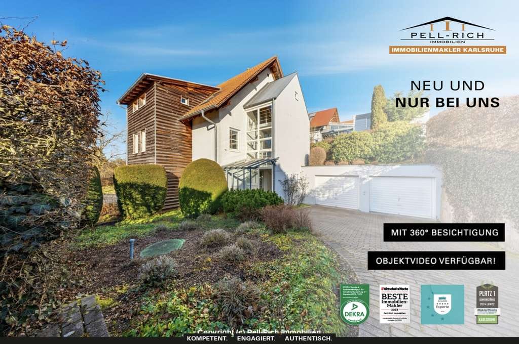 Immobilie in Marxzell - WOHNEN MIT WEITBLICK: Attraktives Architektenhaus für zwei Familien in schöner Höhenlage - Bild 0