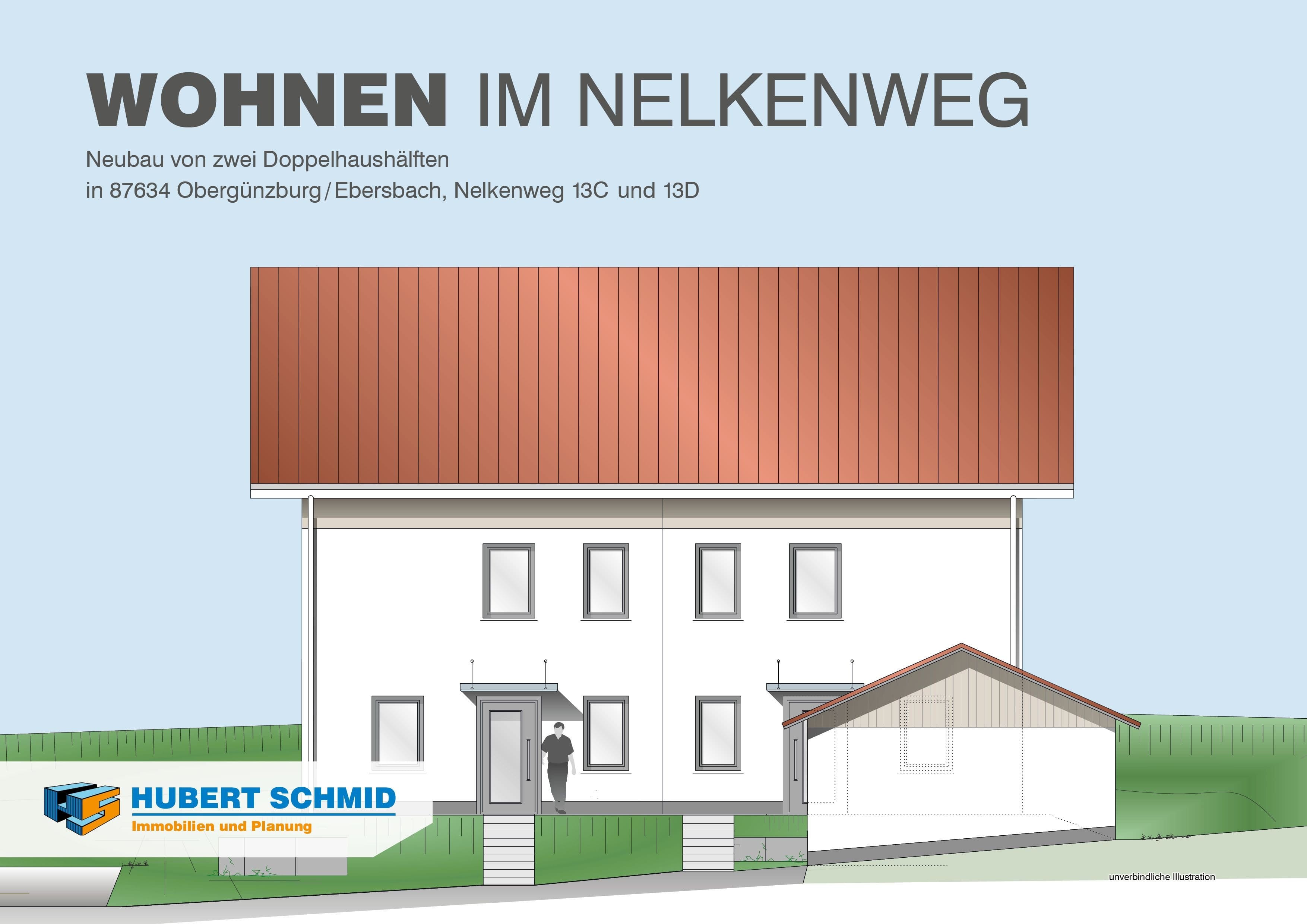 Immobilie in Obergünzburg - Wohnen im Nelkenweg - Neubau schlüsselfertige Doppelhaushälfte in 87634 Obergünzburg-Ebersbach - Bild 0