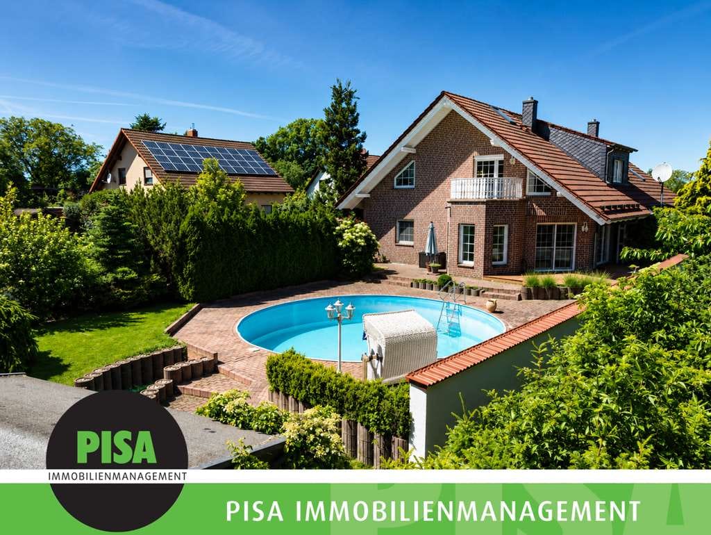 Immobilie in Sandersdorf-Brehna - Ein Traum für Familien: Klinker-DHH mit Kamin, Sauna, Riesen-Pool & XL-Garten in Brehna! - Bild 0
