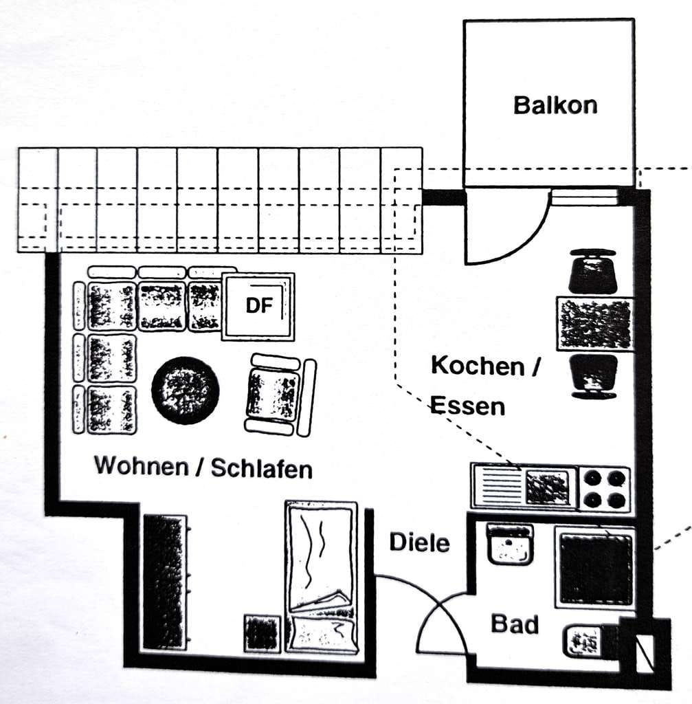 Immobilie in Villingen-Schwenningen - Vermietete 1-Zimmer-Dachgeschosswohnung mit Balkon in Villingen zu verkaufen - Bild 3