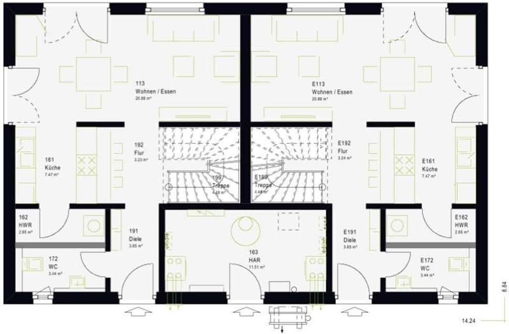 Immobilie in Ronneburg - Das FamilyStyle 20.04 F: das Generationen-Doppel im klaren Kubus - 204 m² ohne Schrägen - Bild 1
