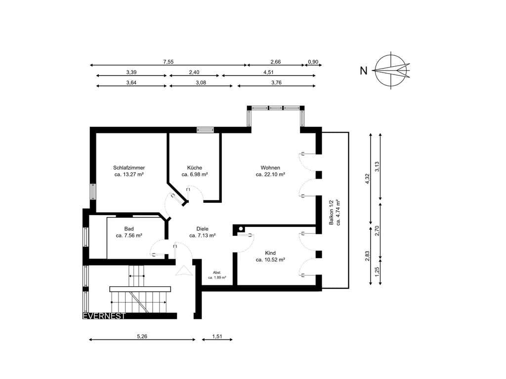 Immobilie in Raubling - Lichtdurchflutete 3-Zimmer-Wohnung mit Balkon und Blick ins Grüne - Bild 3
