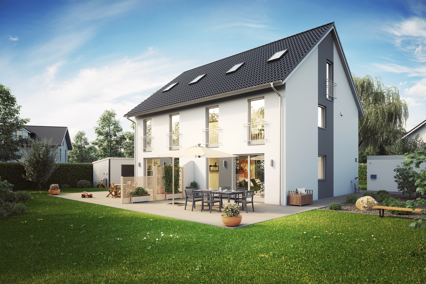Immobilie in Pöcking - Top Lage Pöcking: Neubau-DHH inkl. Keller | Energie A | S-Bahn und Starnberger See zu Fuß erreichbar - Bild 1