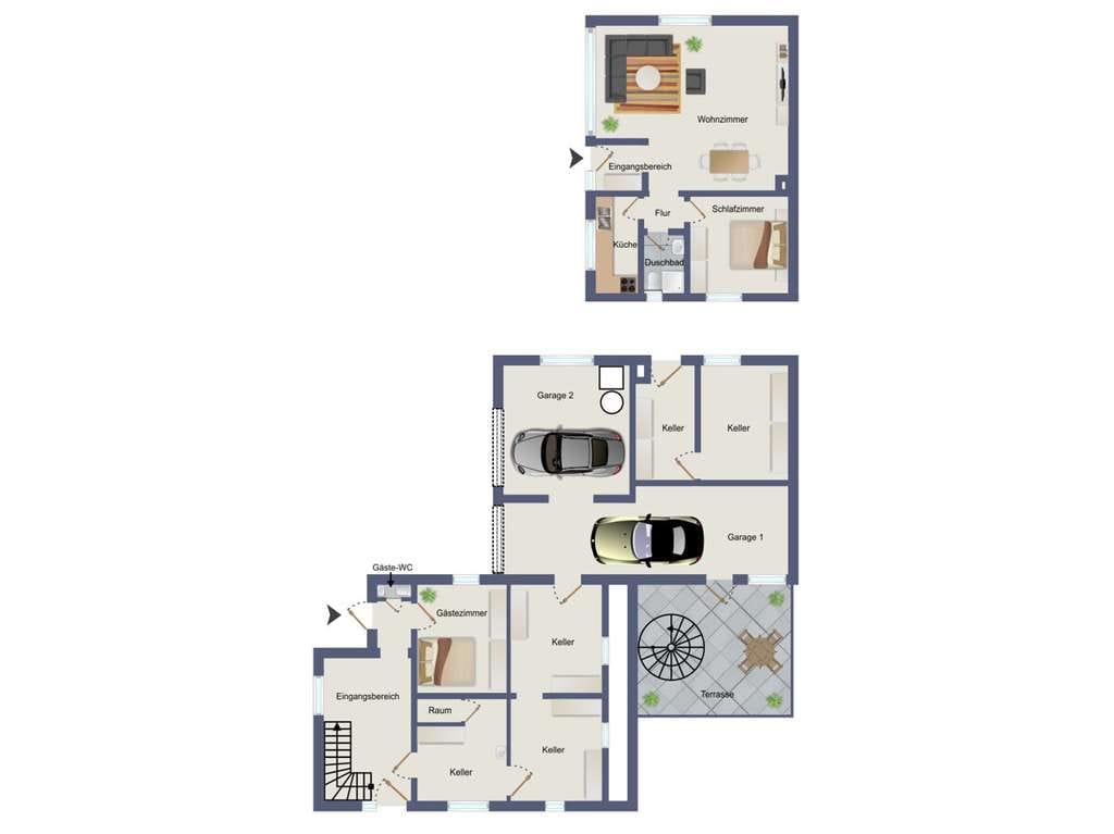 Immobilie in Brachttal - Besonderes Immobilienensemble: Zweifamilienhaus mit Anbau Bungalow auf großzügigem Grundstück - Bild 4