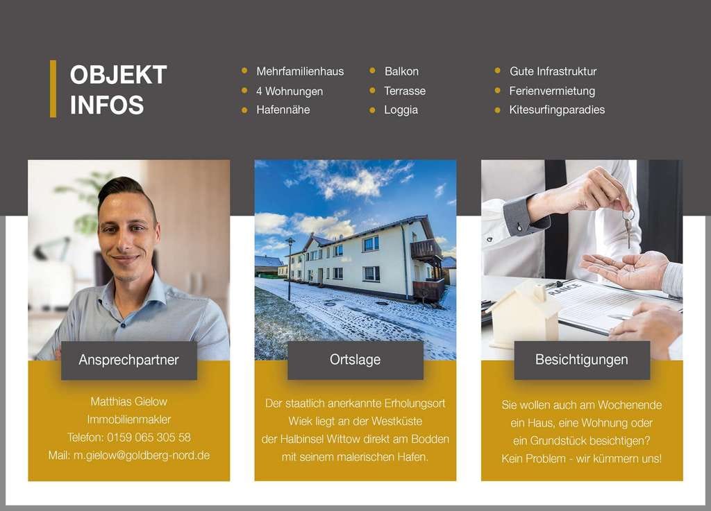 Immobilie in Wiek - Provisionsfrei !!! Mehrfamilienhaus in Wiek mit Hafenblick - Bild 1
