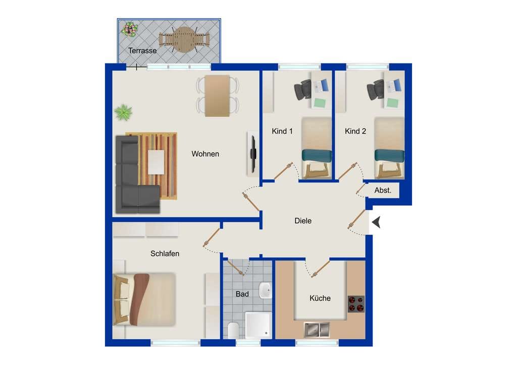 Immobilie in Eckernförde - Vermietete 4-Zimmer-Wohnung mit Terrasse in gefragter Wohnlage von Eckernförde - Bild 3