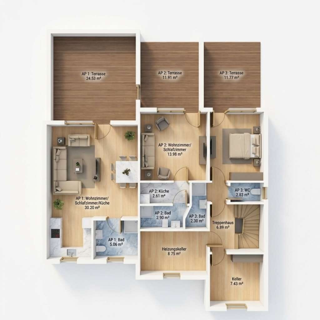 Immobilie in Bad Iburg - ‼️Top Lage von Bad Iburg 1 Haus - 5 Einheiten - freigestellter Renditetraum auf Erbbaurecht‼️ - Bild 3