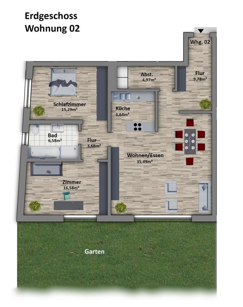 Immobilie in Bockenheim an der Weinstraße - Moderne 3-Zimmer-Wohnung mit Einbauküche, Terrasse und eigenem Gartenanteil - Bild 0