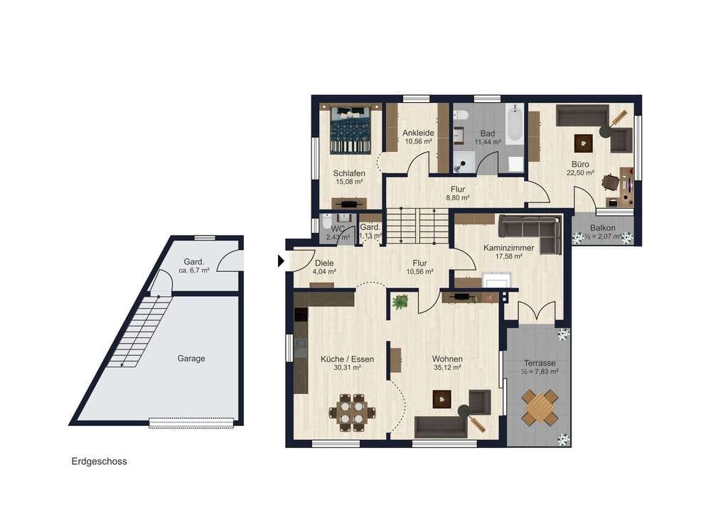 Immobilie in Bruckberg - SOFORT FREI: Großzügiger Bungalow mit Einliegerwohnung, weitläufigem Grundstück und einmaligem Blick - Bild 1