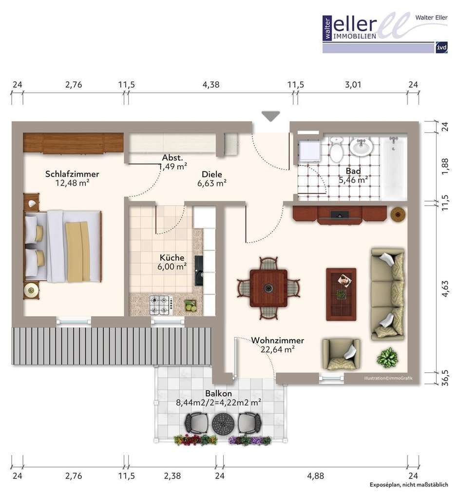 Immobilie in Geisenhausen - 2-Zimmer Dachgeschosswohnung  in Geisenhausen, Zentrum - Bild 4