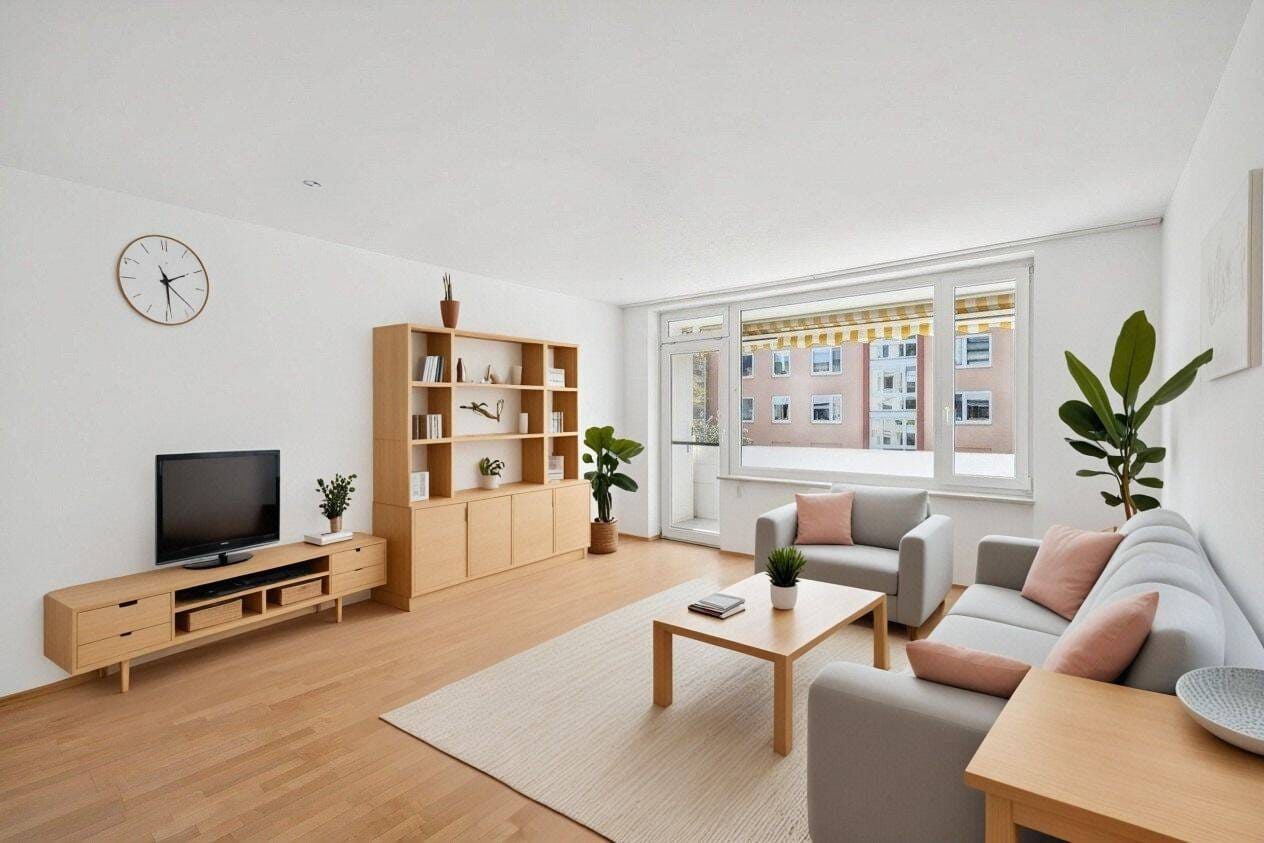 Immobilie in Unterföhring - Ruhiges und naturnahes Wohnen in Unterföhring:  Sehr gut geschnittene 3-Zimmer-Wohnung mit Süd-Balkon - Bild 2