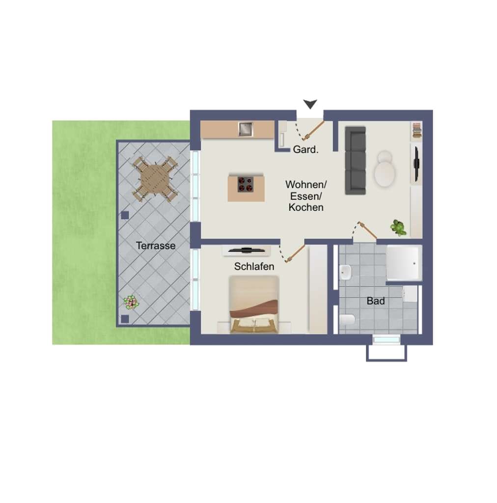 Immobilie in Bürgstadt - Frühlingserwachen und Neubeginn in Ihrer barrierefreien      2-Zimmer-ETW mit eigenem Garten! - Bild 1