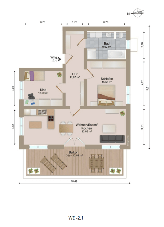 Immobilie in Mitterfels - JETZT AFA 5% sichern! Neubauwohnung mit Aufzug im KFW 55 Stand! - Bild 3