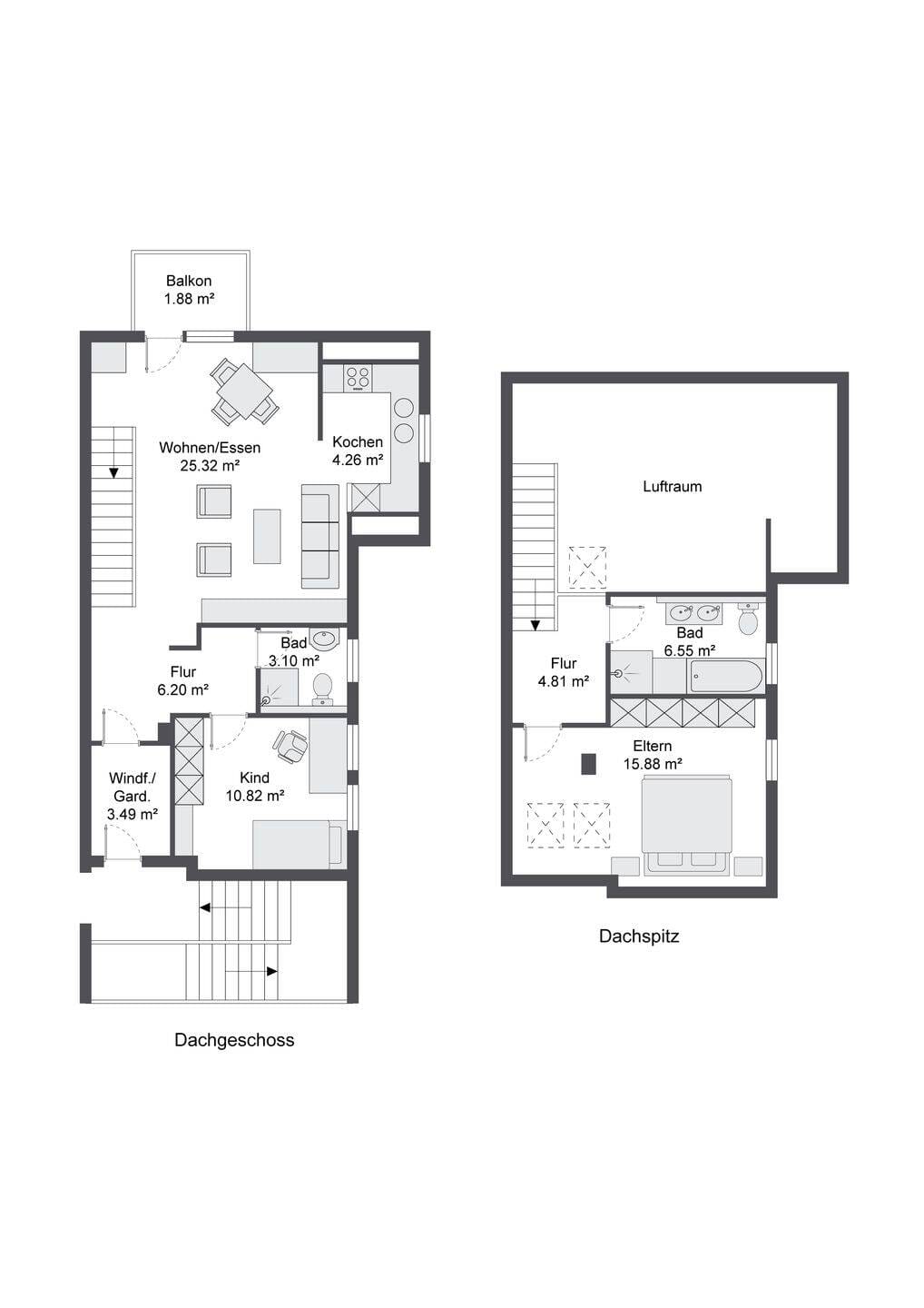 Immobilie in Maxhütte-Haidhof - Wohnen auf zwei Ebenen I freiwerdende 3-Zimmer-Wohnung mit guter Ausstattung und zwei Bädern I Balkon, Stellplatz, Keller und eigenem Dachspitz - Bild 4