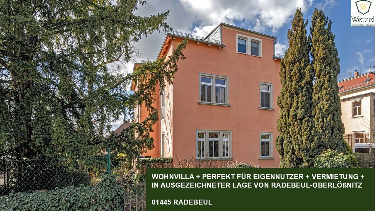 Immobilie in Radebeul - Begehrte Wohnlage in Radebeul-Ost (Oberlößnitz) + perfekt für Eigennutzer und für die Vermietung + schöner Garten + gewachsenes Wohnumfeld + + + - Bild 0