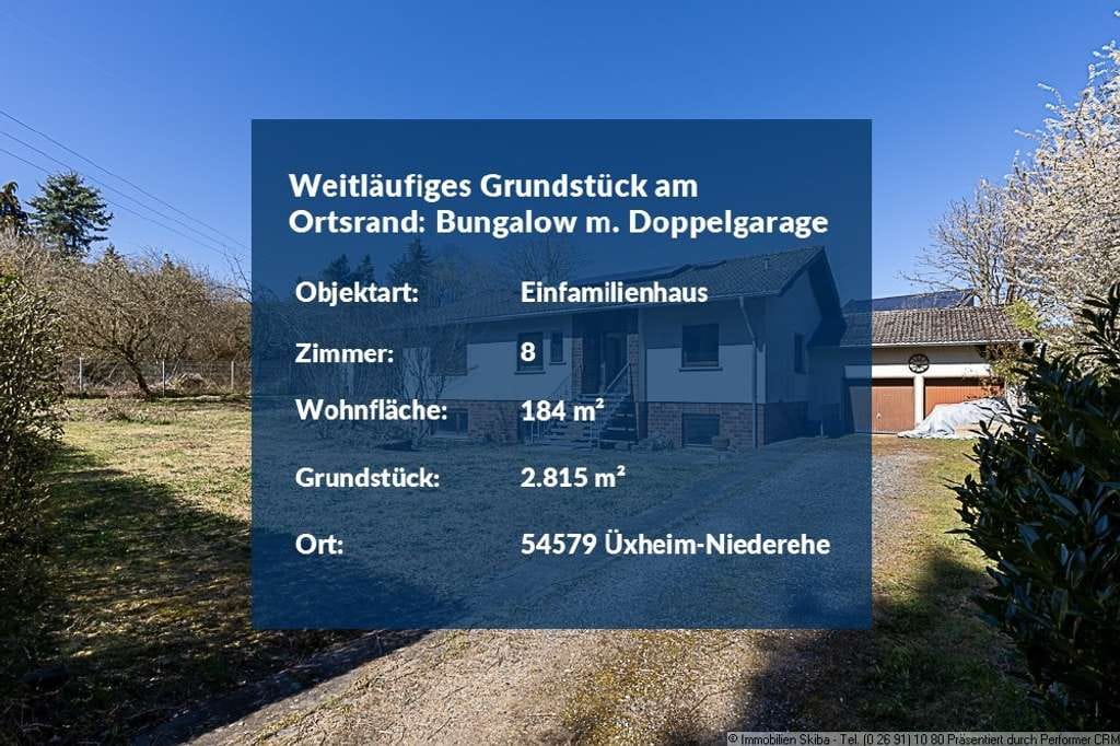 Immobilie in Üxheim - Weitläufiges Grundstück am Ortsrand: Bungalow mit Doppelgarage - Bild 1