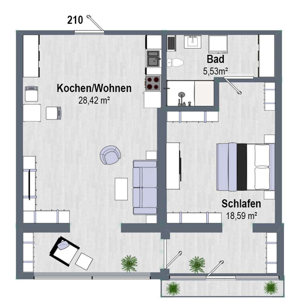 Immobilie in Bad Mergentheim - Großzügig geschnittene 2 Zimmerwohnung inkl. Einbauküche - Bild 1