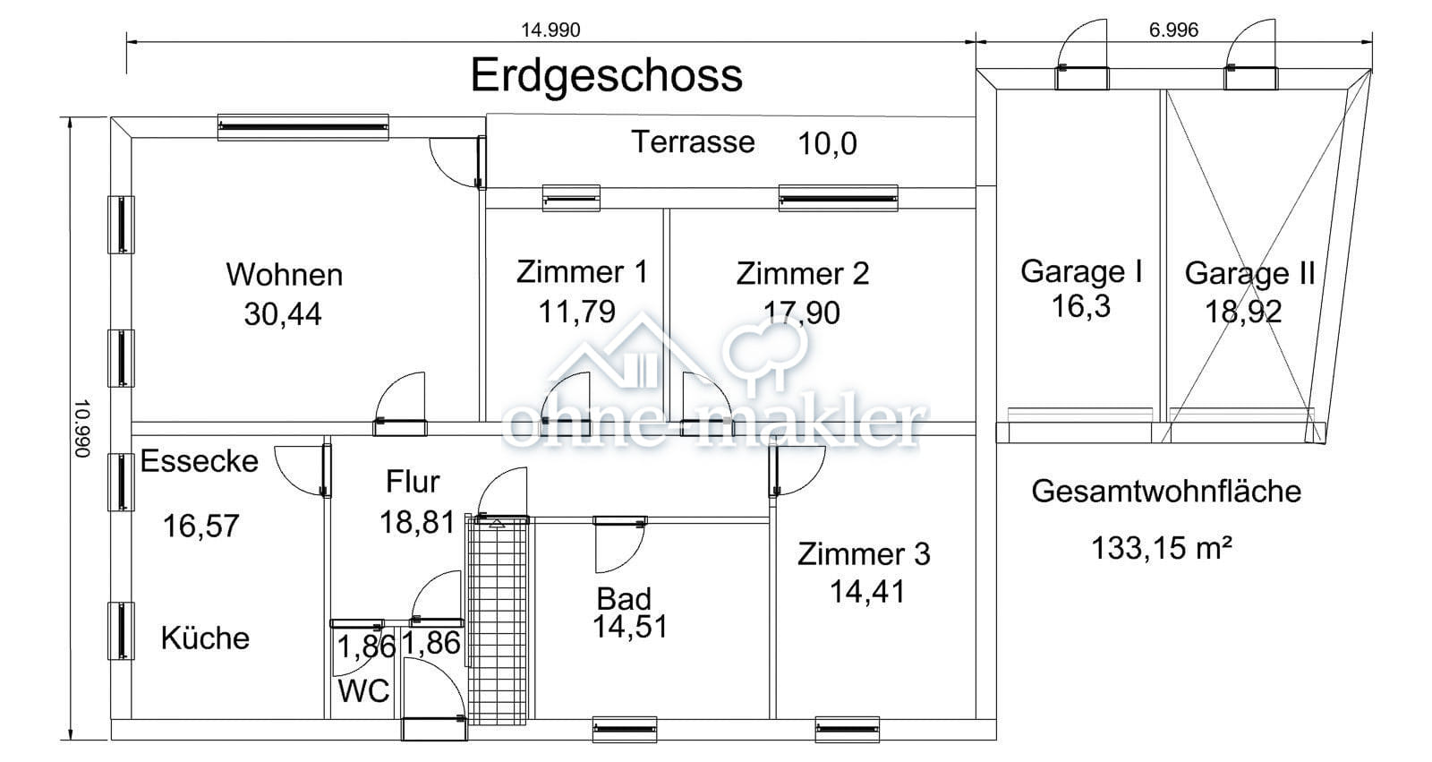 Immobilie in Bernried - Große Erdeschosswohnung, Kellerräume, Garage, Gartenanteil - Bild 3