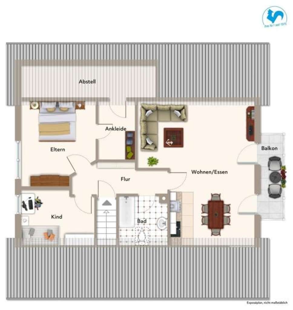 Immobilie in Warthausen - Kleine Wohneinheit! Attraktive 3-Zimmer-Wohnung mit Sonnenbalkon - Top Zustand! - Bild 2