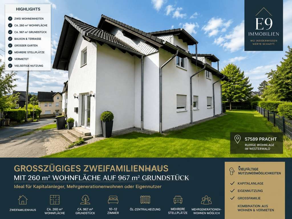 Immobilie in Pracht - 260 m² Wohnfläche | 967 m² Grundstück | Zwei Wohneinheiten | Vielfältige Nutzungsmöglichkeiten - Bild 0