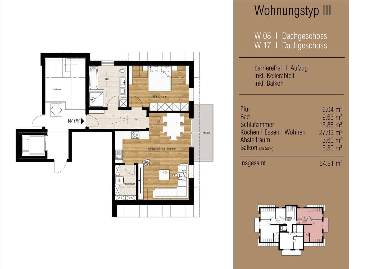 Immobilie in Bernhardswald - KFW 40 QNG Bauweise – Penthouse – durchdachter Grundriss - Bild 1
