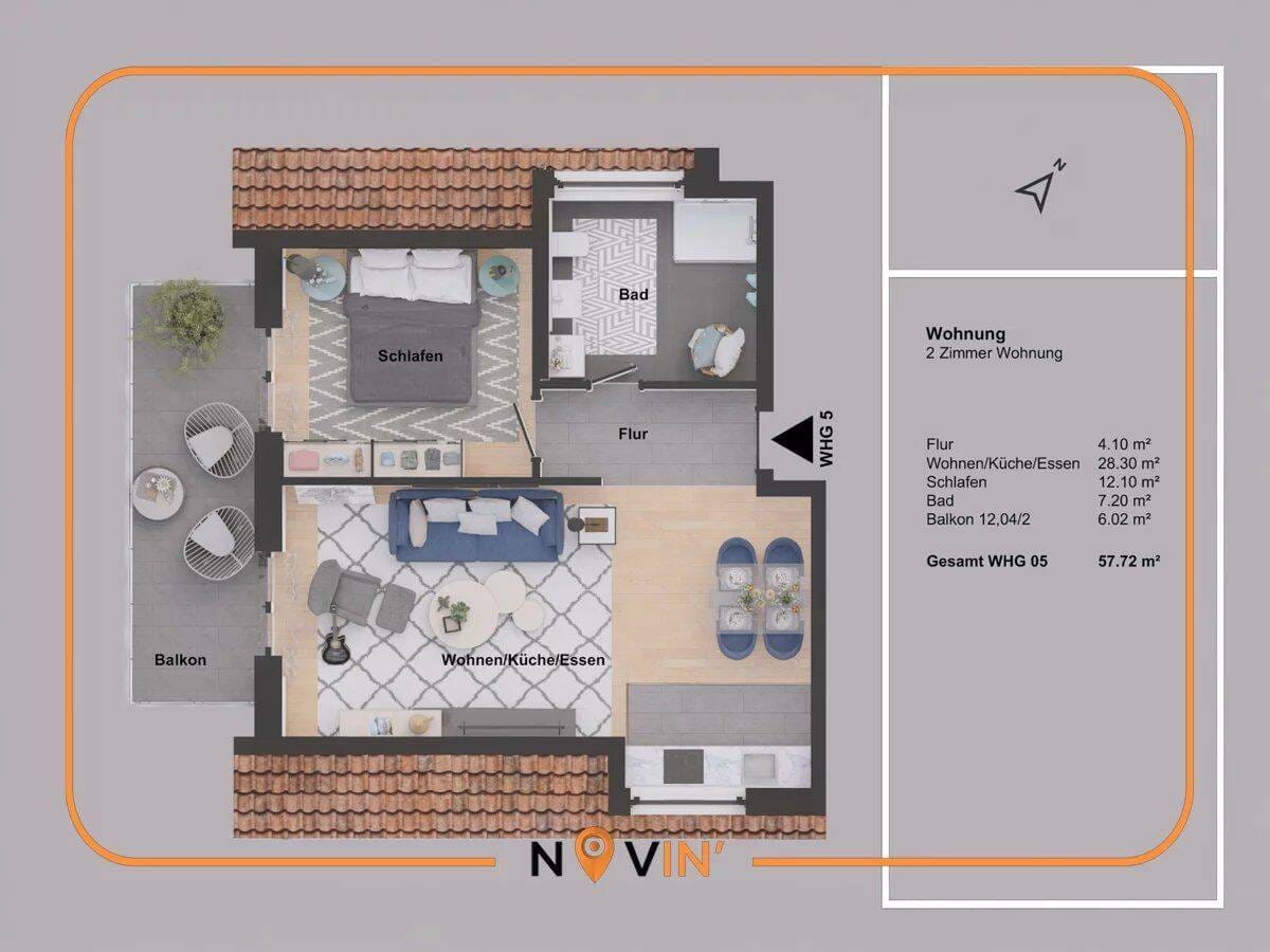 Immobilie in Wellen - In unmittelbarer Naehe von Grevenmacher Neue 1 Schlafzimmer Wohnung mit Balkon - Bild 1