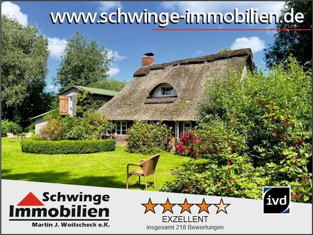 Immobilie in Krummendeich - Reetdachkate mit idyllischem Gartengrundstück und vielseitig verwendbaren Nebengebäude. - Bild 0