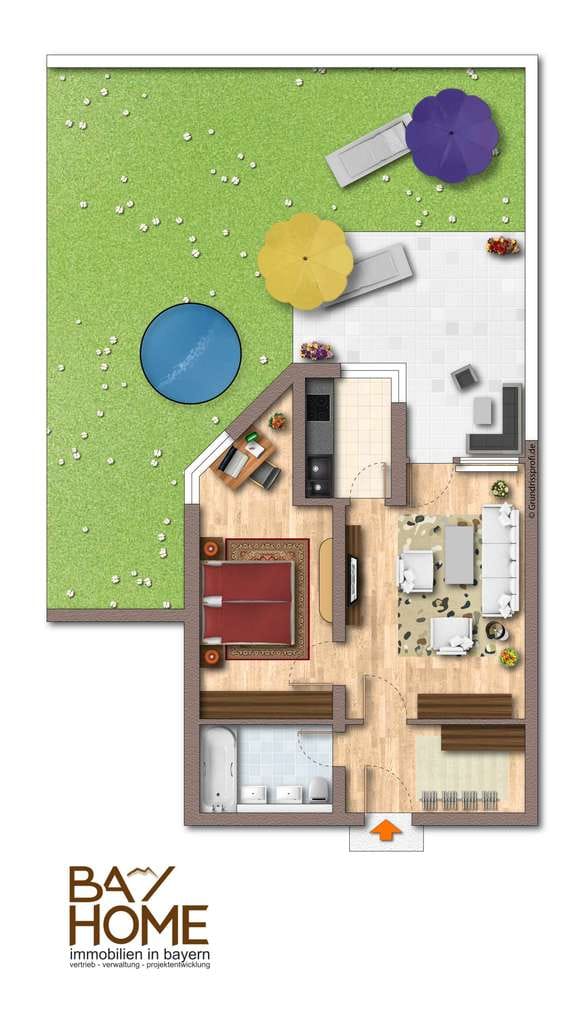 Immobilie in Geretsried - Gartenwohnung  in Gartenberg - selbst renovieren, eigene Ideen umsetzen - Bild 1