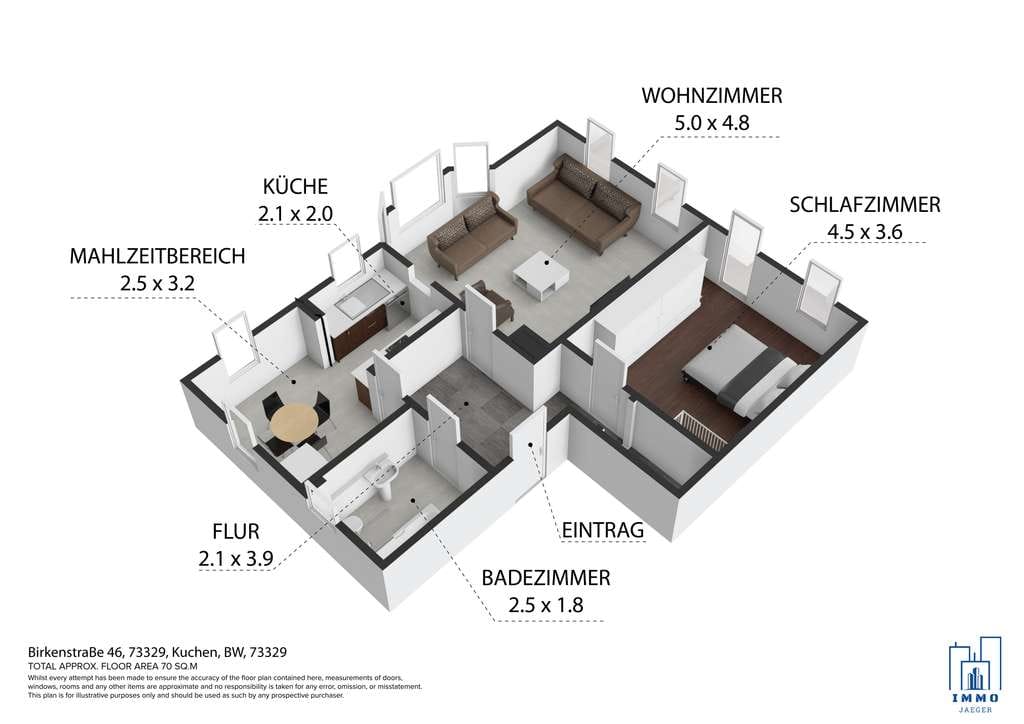 Immobilie in Kuchen - 2,5-Zi.-ETW Kuchen, 68,85 m², Balkon, Garten, vermietet, 185.000 € - Bild 1