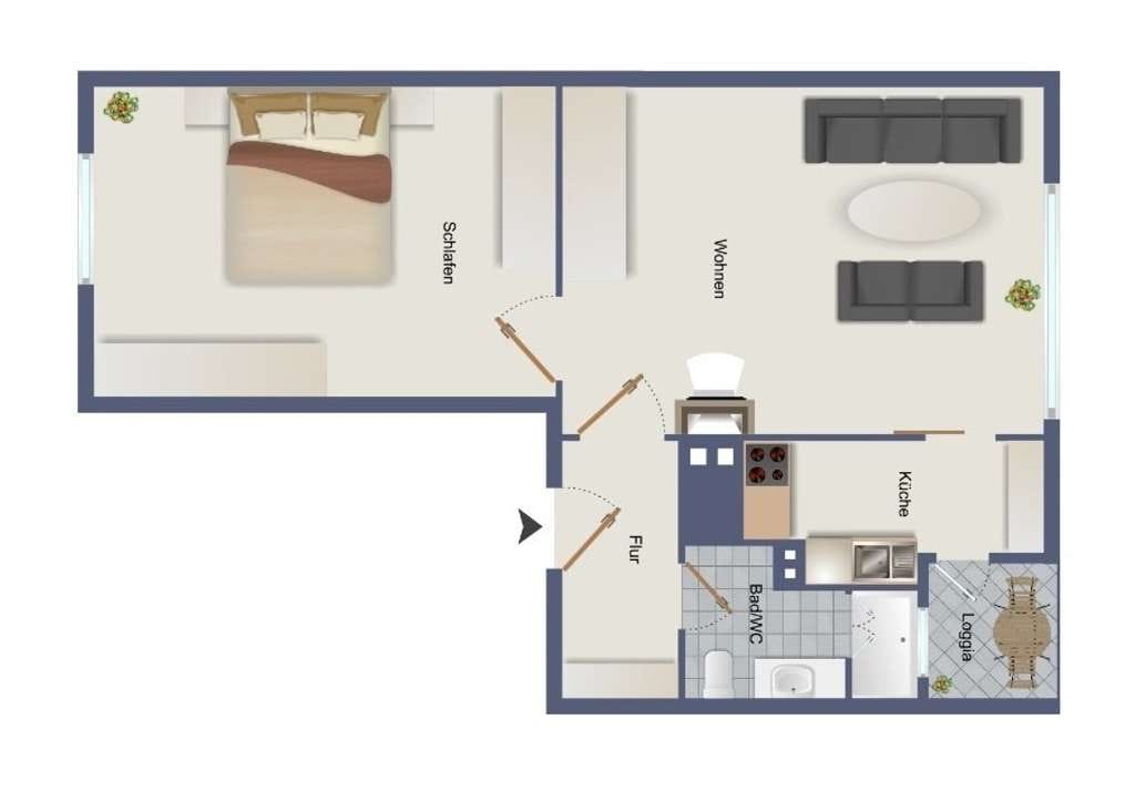 Immobilie in Stuttgart - Wohnen in ruhiger Lage! von Cannstatt -Helle 2-Zi-Wohnung mit Loggia! - Bild 1