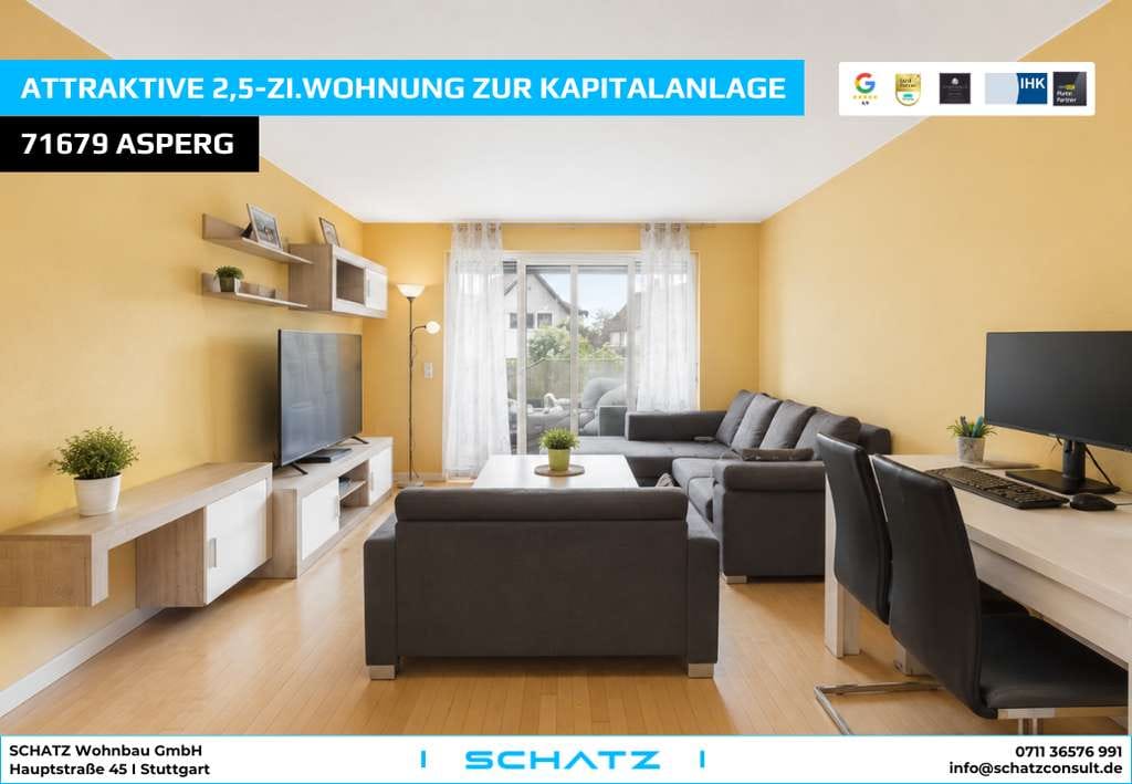 Immobilie in Asperg - Moderne 2,5-Zimmer-Erdgeschosswohnung mit Terrasse - Bild 0