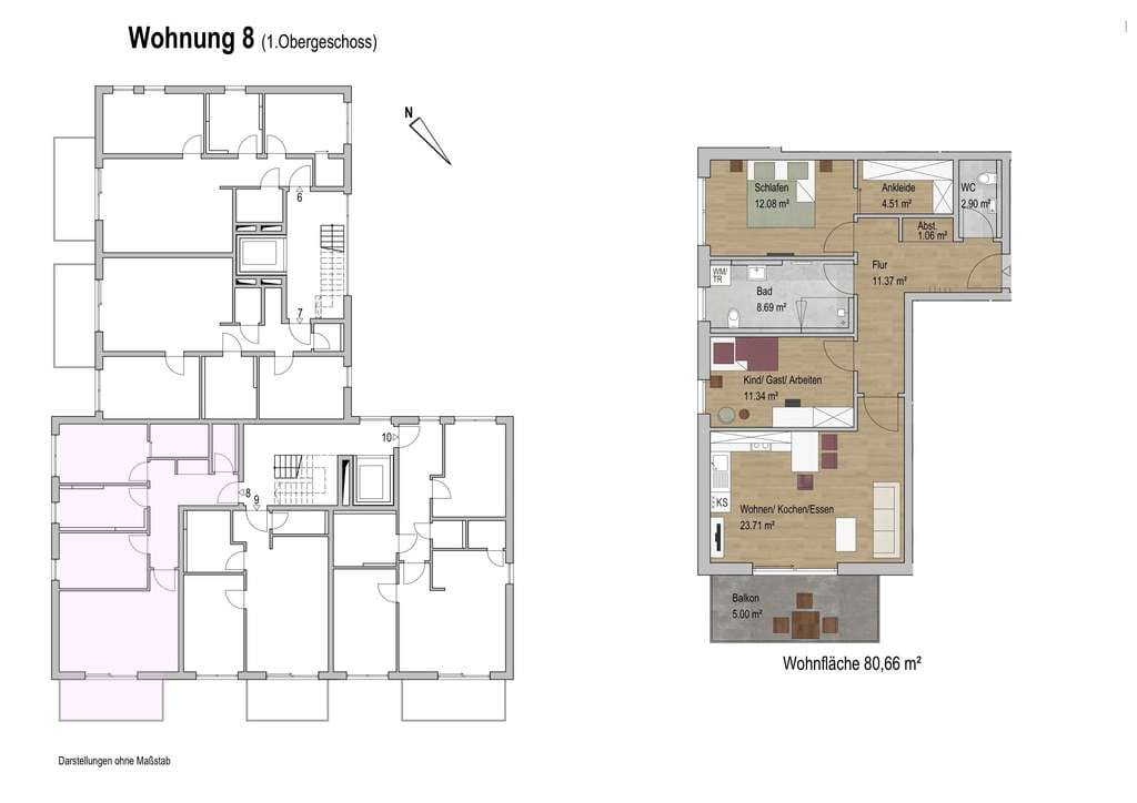 Immobilie in Malching - Hochwertige 3-Zimmer- Neubauwohnung im 1. Obergeschoss mit Balkon - Bild 4