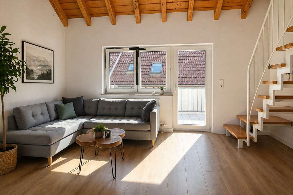 Immobilie in Bockenheim an der Weinstraße - Maisonette-Dachgeschosswohnung mit Balkon, Galerie und Stellplatz in gepflegtem Mehrfamilienhaus - Bild 1