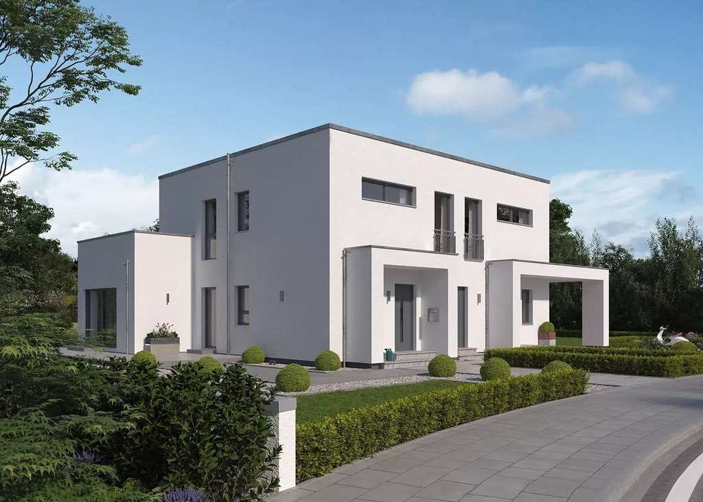 Immobilie in Fronhausen - Energieeffizientes Zweifamilienhaus mit Flachdach und klarer Linienführung - Bild 1