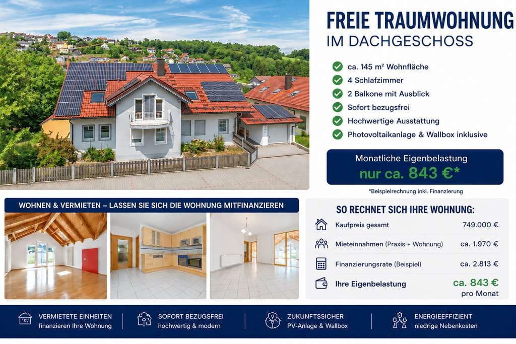 Immobilie in Fürstenstein - Hochwertige 5-Zi.-DG-Wohnung - Wohnen und gleichzeitig Vermögen aufbauen - Bild 1